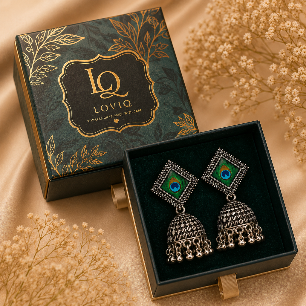 LOVIQ Emerald Peacock Jhumka